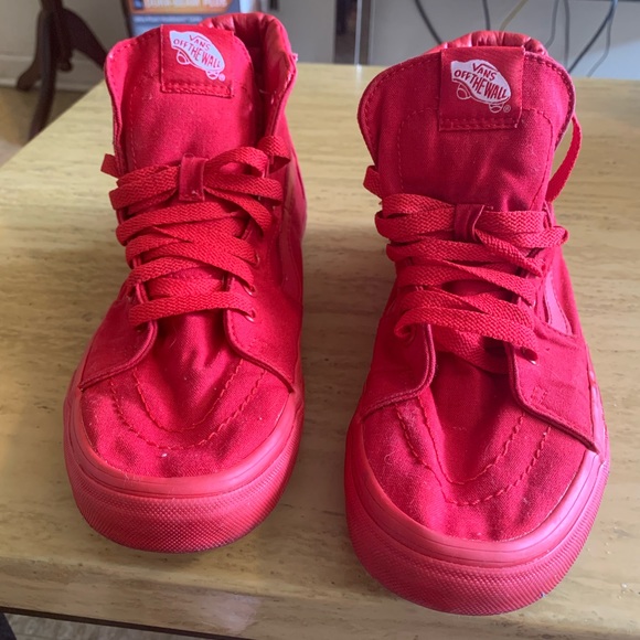 Cherry Red Old School High top Vans - Picture 1 of 8